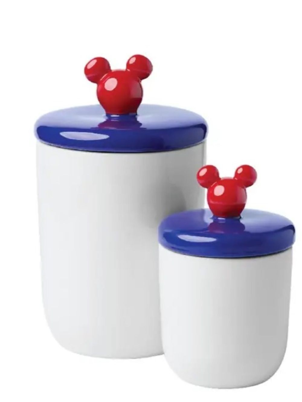 Disney Mickey Mouse Ceramic Canisters Set of 2, Red, White, Blue, NWT